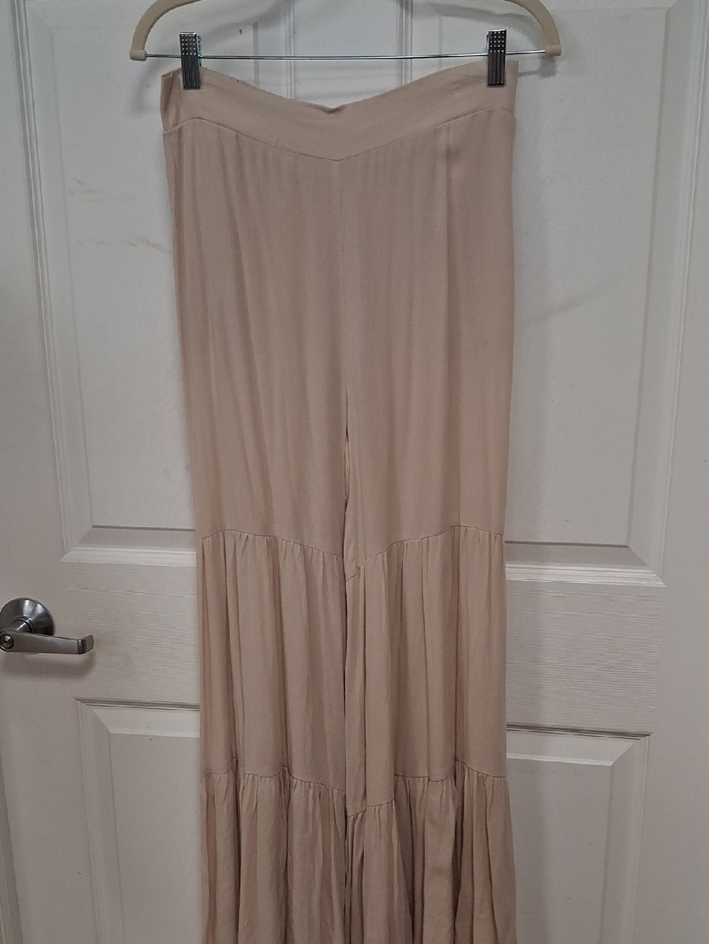 Bluivy Wide Leg Tiered Pants in Beige